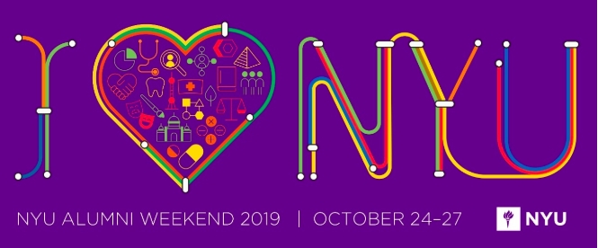I Heart NYU made out in what look like different subway lines and colors. The heart shape is filled with different symbols and shapes